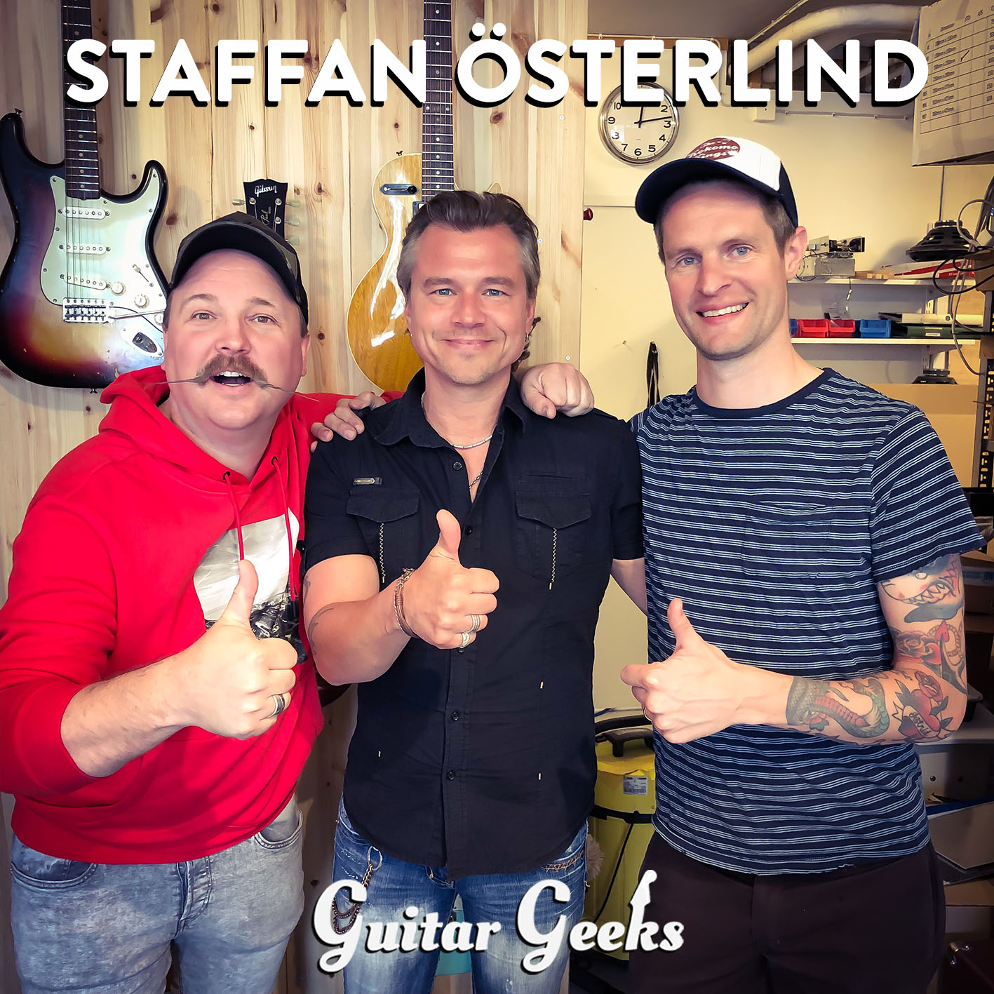 Staffan Österlind with Guitar Geeks Andreas Rydman and Danne Kordelius
